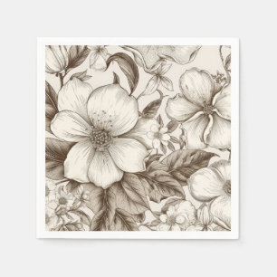 Vintage Floral Sepia Pattern (14) Napkin