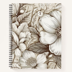 Vintage Floral Sepia Pattern (15) Notebook