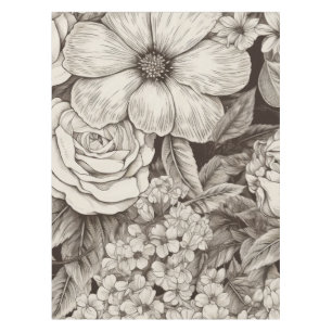 Vintage Floral Sepia Pattern (1) Tablecloth