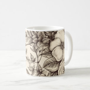 Vintage Floral Sepia Pattern (2) Coffee Mug
