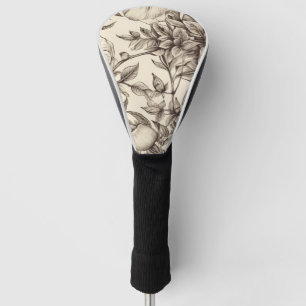 Vintage Floral Sepia Pattern (2) Golf Head Cover