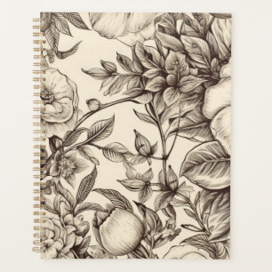 Vintage Floral Sepia Pattern (2) Planner