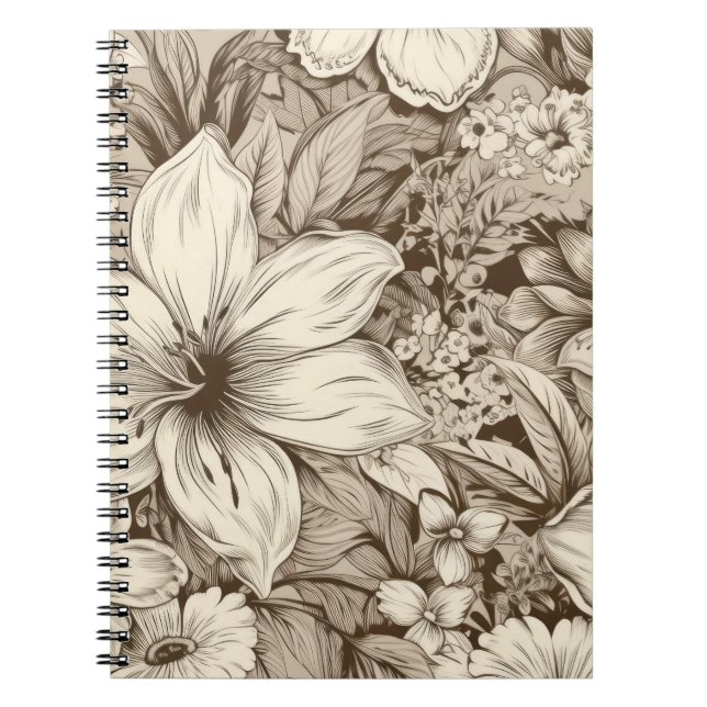Vintage Floral Sepia Pattern (3) Notebook (Front)