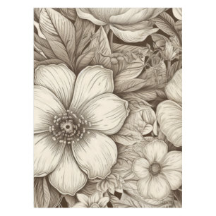Vintage Floral Sepia Pattern (4) Tablecloth