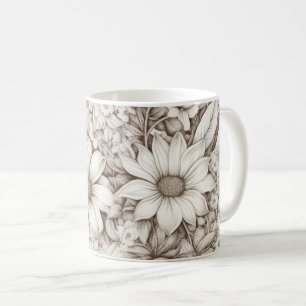 Vintage Floral Sepia Pattern (5) Coffee Mug