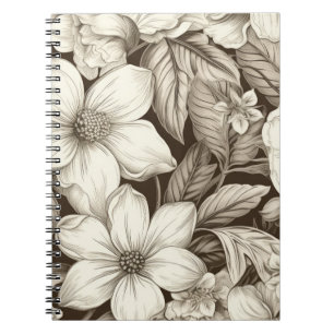 Vintage Floral Sepia Pattern (6) Notebook