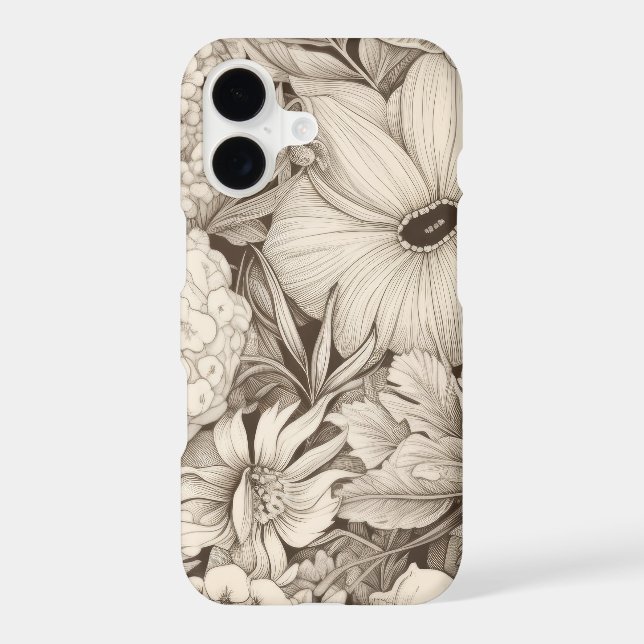 Vintage Floral Sepia Pattern (8) iPhone Case (Back)