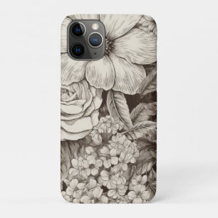 Vintage Floral Sepia Pattern iPhone 11 Pro Case