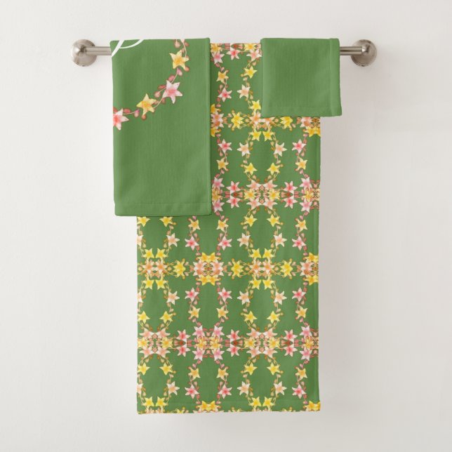 Vintage Floral Shabby Chic Bath Towel Set (Insitu)