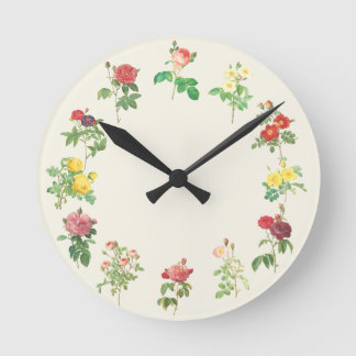 Vintage Floral Shabby Roses Custom Colour Round Clock