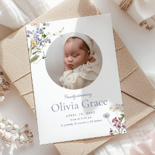 Vintage Floral Simplicity Olivia Thank You Birth Announcement