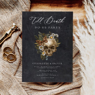 Vintage Floral Skull & Butterfly Gothic Wedding Invitation