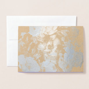 Vintage Floral Skull Foil Card