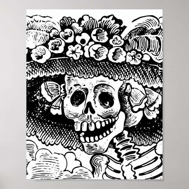 Vintage Floral Skull Halloween Poster (Front)
