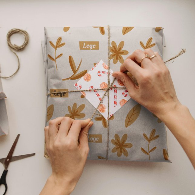 Vintage Floral Small Business Logo Wrapping Paper (Creator Uploaded)