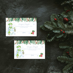 Vintage Floral Snowman Diaper Raffle Baby Shower  Enclosure Card