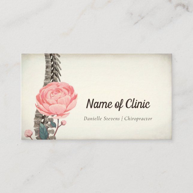 Vintage Floral Spine Chiropractor Appointment Card (Front)