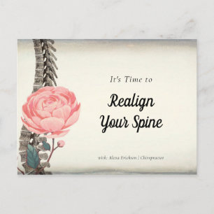 Vintage Floral Spine Chiropractor Appointment Postcard