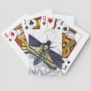 Vintage Floral Spooky Death's Head Hawkmoth Playing Cards