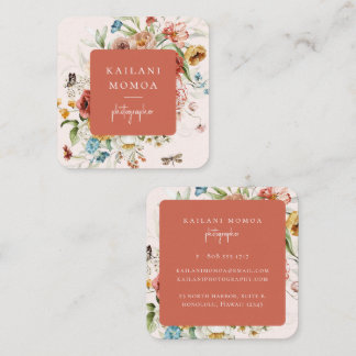 Vintage Floral Square Business Card
