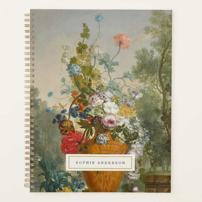 Vintage Floral Still Life Personalised Notebook Planner (Front)