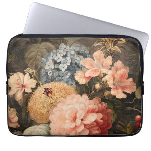 Vintage Floral Still Life with Red and White Bloom Laptop Sleeve
