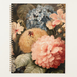 Vintage Floral Still Life with Red and White Bloom Planner