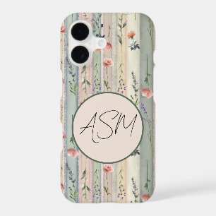 Vintage Floral Stripe Monogram Phone Case