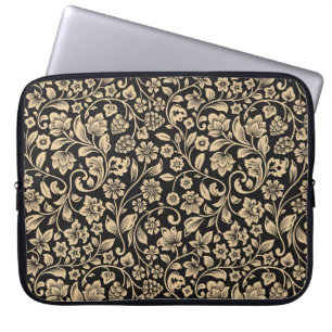 Vintage floral, stylised grey background laptop sleeve