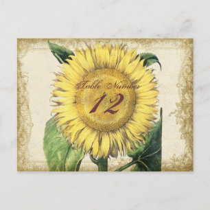 Vintage Floral Sunflowers - Autumn Fall Wedding Postcard