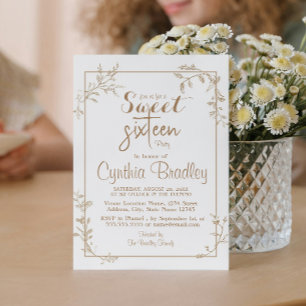 Vintage floral Sweet Sixteen Birthday Party Invitation
