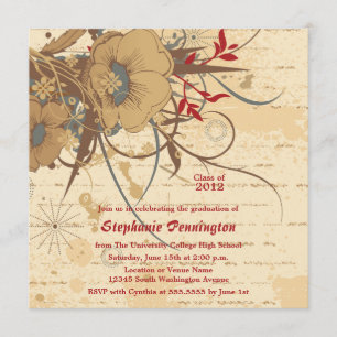 Vintage floral swirl graduation party announcement