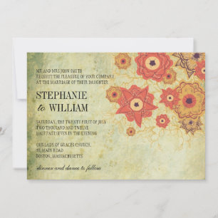 Vintage Floral Swirl Wedding Invitation
