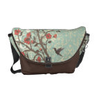 Vintage floral swirls bird Rickshaw messenger bag