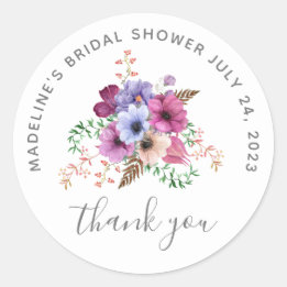 Vintage Floral Tea Party Bridal Shower Thank You Classic Round Sticker
