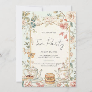 Vintage Floral Tea Party Invitation