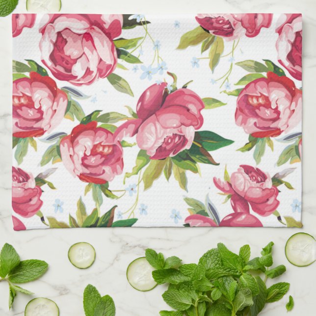 Vintage floral tea towel (Folded)