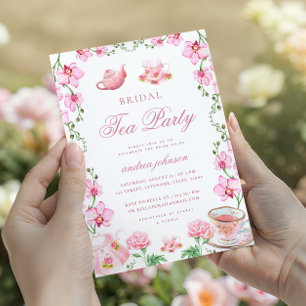 Vintage Floral Tea with the Bride Bridal Brunch Invitation