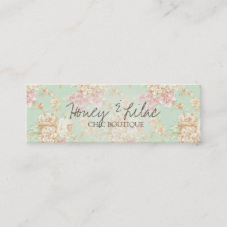 Vintage Floral Teal Hangtag Mini Business Card