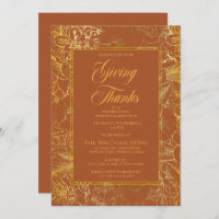 Vintage Floral Terracotta Gold Thanksgiving