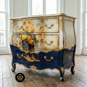 Vintage Floral Texture Cowboy Boots Decoupage  Tissue Paper