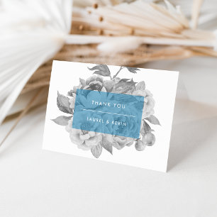 Vintage Floral Thank You Card   Cerulean