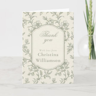 Vintage Floral Thank You Elegant Botanical custom Card