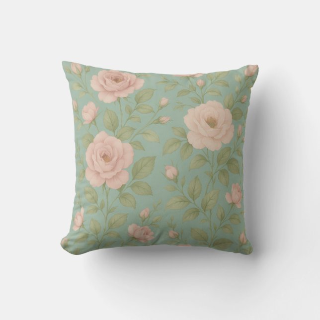 Vintage Floral Throw Pillow (Front)