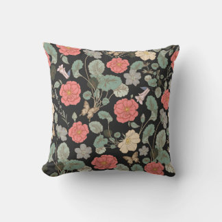 Vintage Floral Throw Pillow