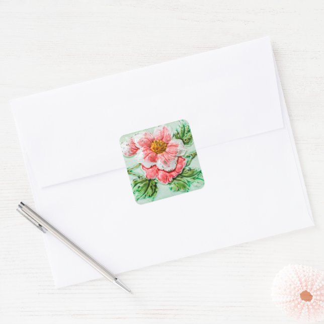 Vintage Floral Tile Square Sticker (Envelope)