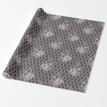 Vintage Floral Toile Wrapping Paper in Charcoal Gr