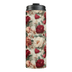 Vintage Floral Valentines Pattern Thermal Tumbler