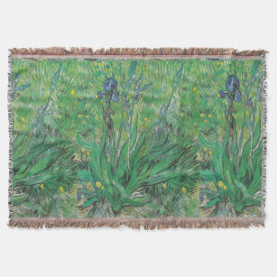 Vintage Floral Van Gogh Iris   Throw Blanket
