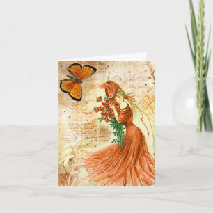 Vintage Floral Victorian Lady Birthday Card
